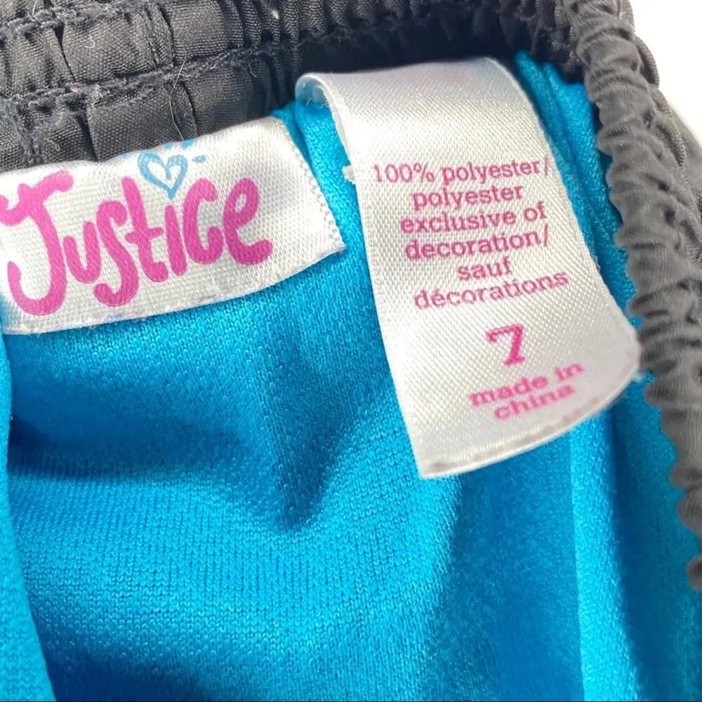 Girls Justice Athletic Black Blue Gym Running Shorts Size 7